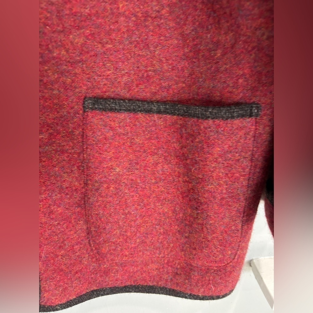 VINTAGE LL Bean Button Up Pockets 100% Pure Wool Red Jacket Coat Blazer  L/XL - Picture 8 of 9